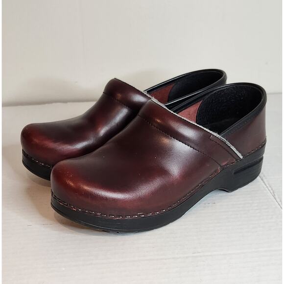 Dansko Dark Red Leather Clogs - Picture 2 of 9